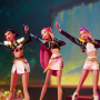From left, Zoey, Mira, and Rumi sing on stage