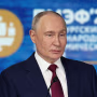 Russia's President Vladimir Putin at the St. Petersburg International Economic Forum in Saint Petersburg on June 5, 2026. 