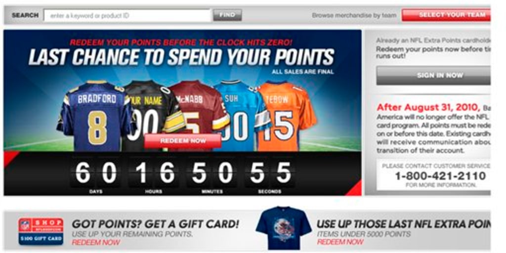 NFL credit card switch has users scrambling