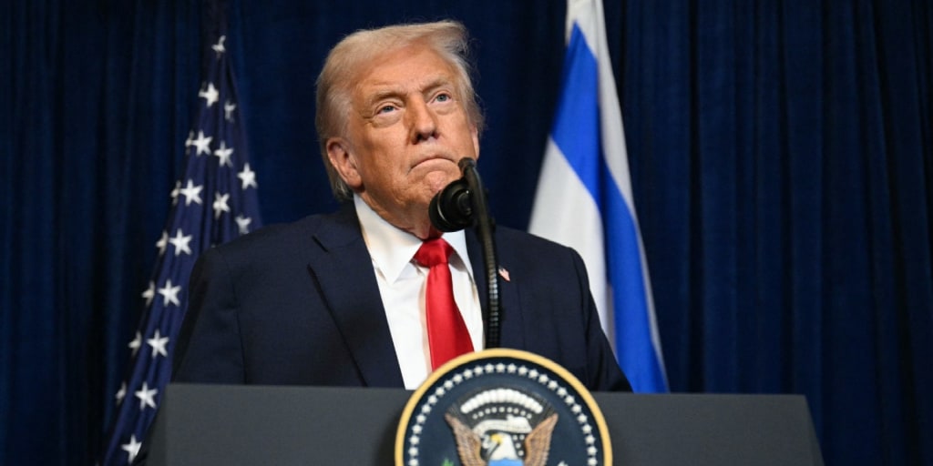 Trump, live from the world’s tackiest command center, explains that Iran ‘may be behaving badly’—unlike the U.S., which only tears up treaties and threatens wars for sport.