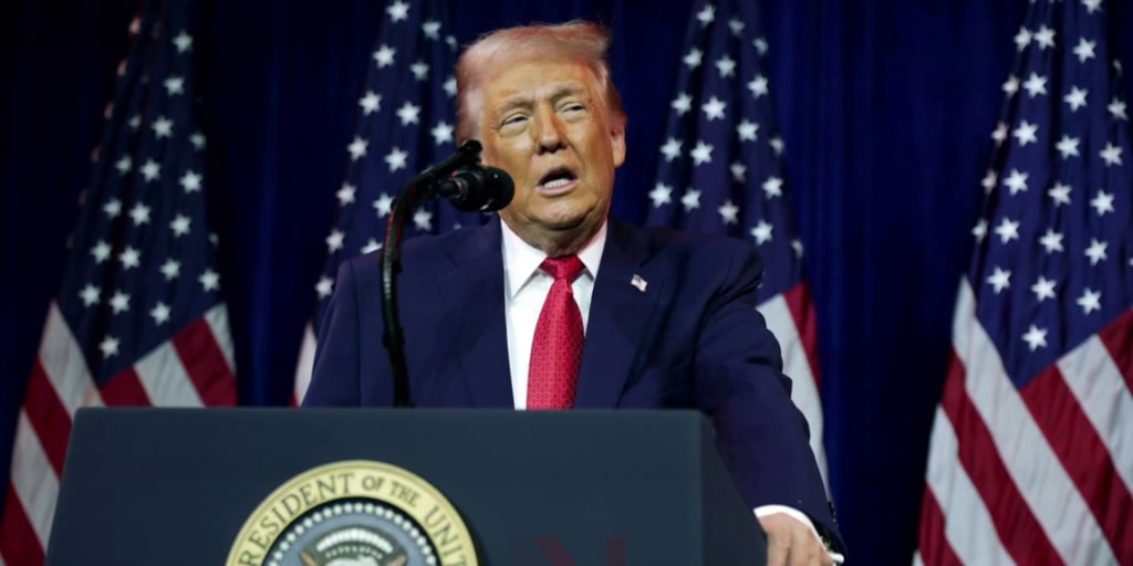 Trump, thoughtfully posing in front of military imagery, bravely considering which part of the Middle East to set on fire this time for freedom.