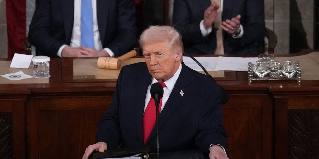 Trump explains that the economy is great because a line on a chart went up while everyone in the cheap seats wonders how to pay rent with the S&P 500.