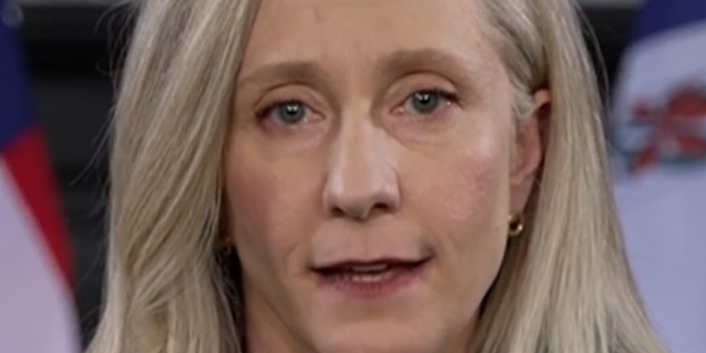 Abigail Spanberger, seen here attempting the radical act of explaining how tariffs work to a country currently being told they’re a magic free-money machine.