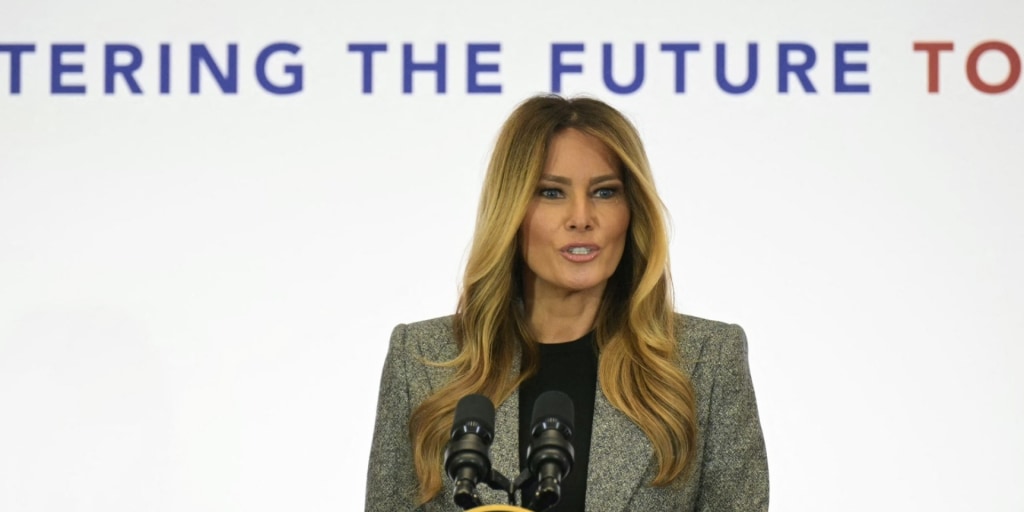 Melania Trump delivers prepared remarks on ‘empowering children’ while the broader Trump project continues empowering book bans, deportations, and generational trauma.