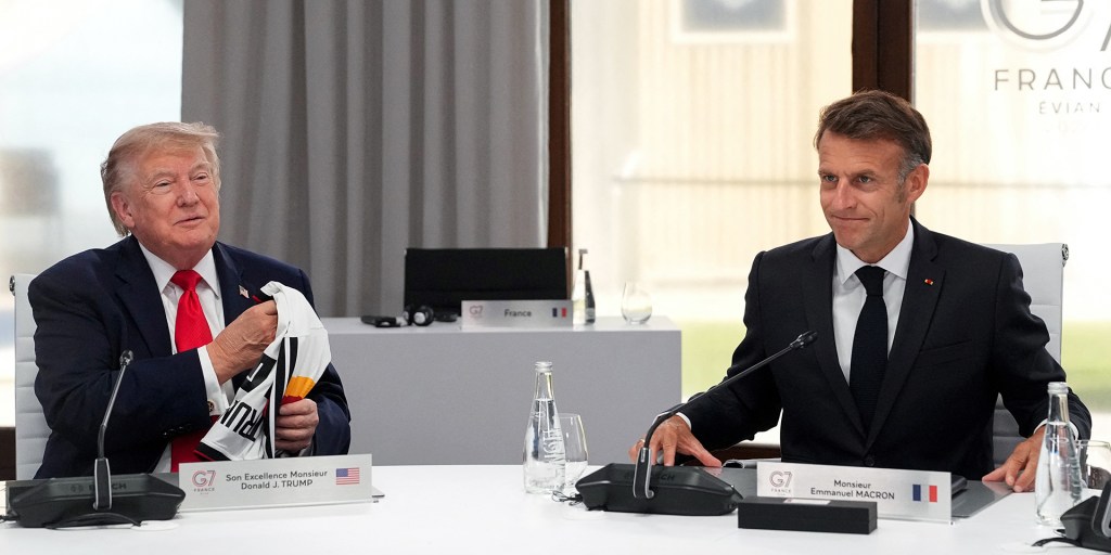 Trump at the G7, playing world leader dress-up while the rest of the table quietly Googles ‘how to contain a superpower in decline’ under their folders.