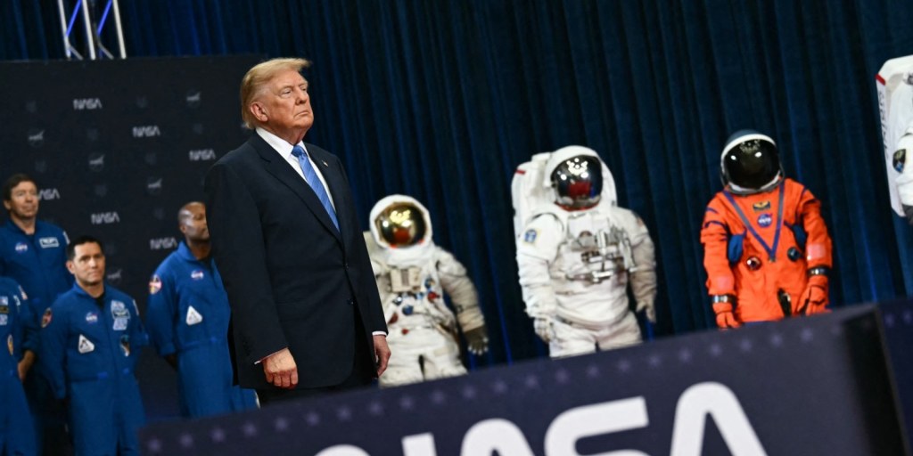 Trump explains that the moon "loves" him while announcing a taxpayer-funded Space Hogwarts for the Space Force kids.