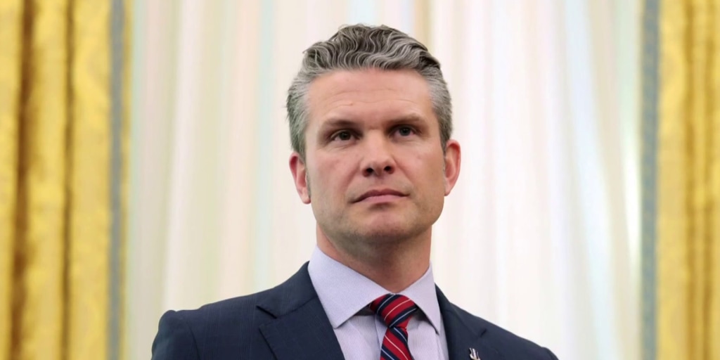 Pete Hegseth pauses mid-patriotic rant to ponder whether the Oval Office has good studio lighting.