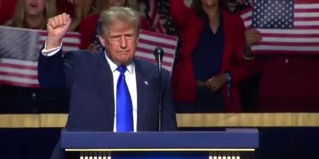 Trump, confidently explaining his new plan to give every American $5,000 using the same financial strategy that bankrupted his airlines, casinos, and steaks.