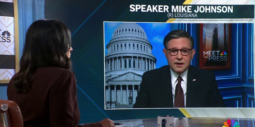 Mike Johnson, earnestly explaining that he’s leaving the war schedule up to God and Donald Trump, not necessarily in that order.