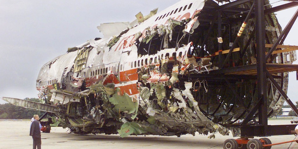 Airplane wing and undergrowth. Remains of TWA Flight 260. Crashed