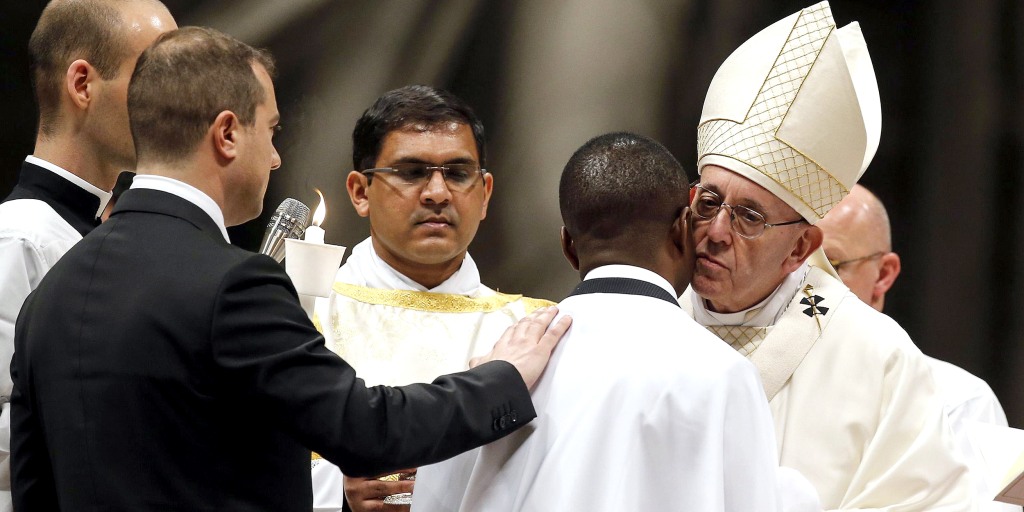 Pope Francis in Easter Vigil baptizes Nigerian migrant called hero