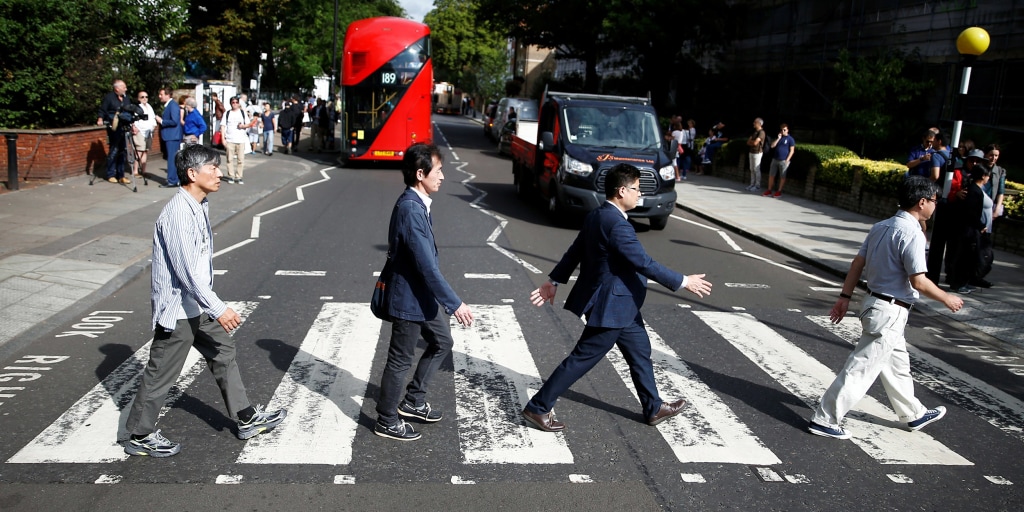 Beatles fans recreate iconic Abbey Road album cover 50 years on
