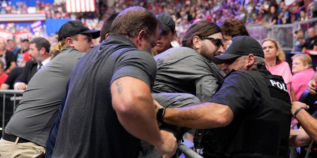 Man arrested at Trump rally in Pennsylvania wanted to hang a protest banner, police say