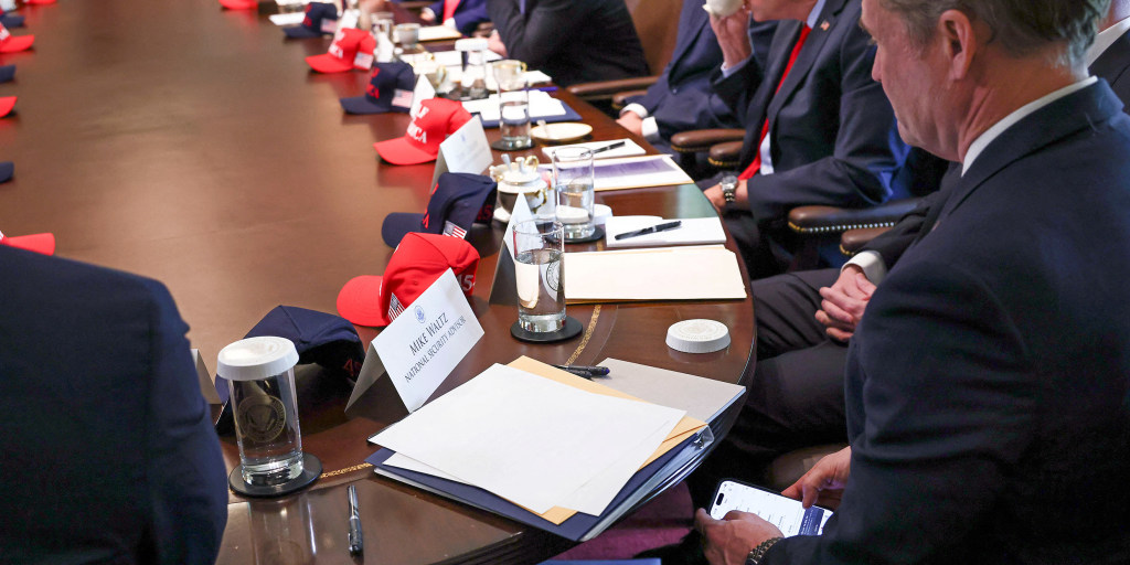 https://media-cldnry.s-nbcnews.com/image/upload/t_nbcnews-fp-1024-512,f_auto,q_auto:best/rockcms/2025-05/250501-mike-waltz-cabinet-meeting-signal-se-343p-515383.jpg