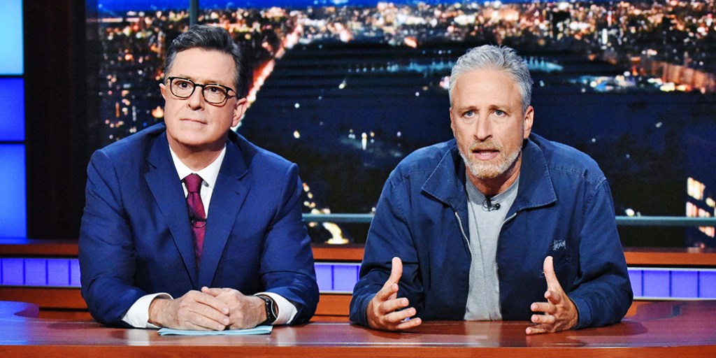 Jon Stewart rips Paramount, CBS in profanity-laden diatribe after  cancellation of Colbert's 'Late Show'