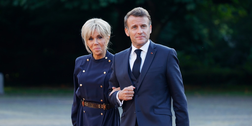 brigitte macron blue dress Attina Blue Satin Maxi Dress
