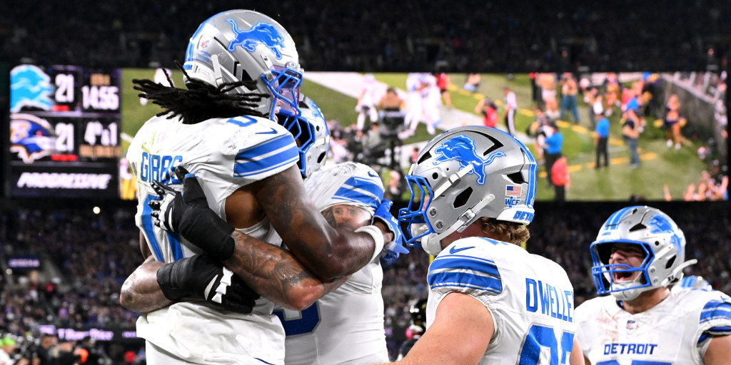 Lions run over Ravens, sack Lamar Jackson 7 times in 38-30 win