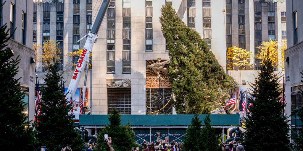The 2025 Rockefeller Center Christmas tree arrives in New York City after 130-mile journey