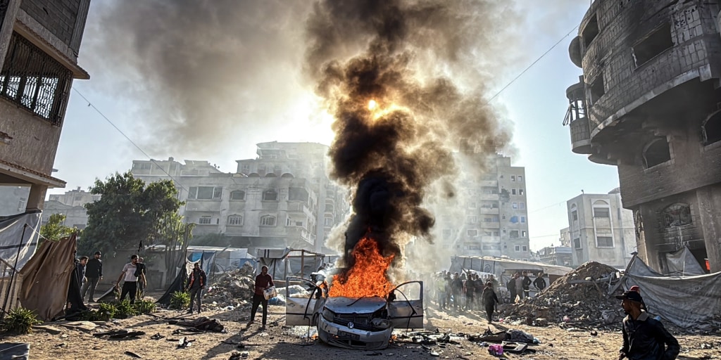 Israel launches strikes in Gaza ceasefire's latest test as hospitals say more than 20 killed