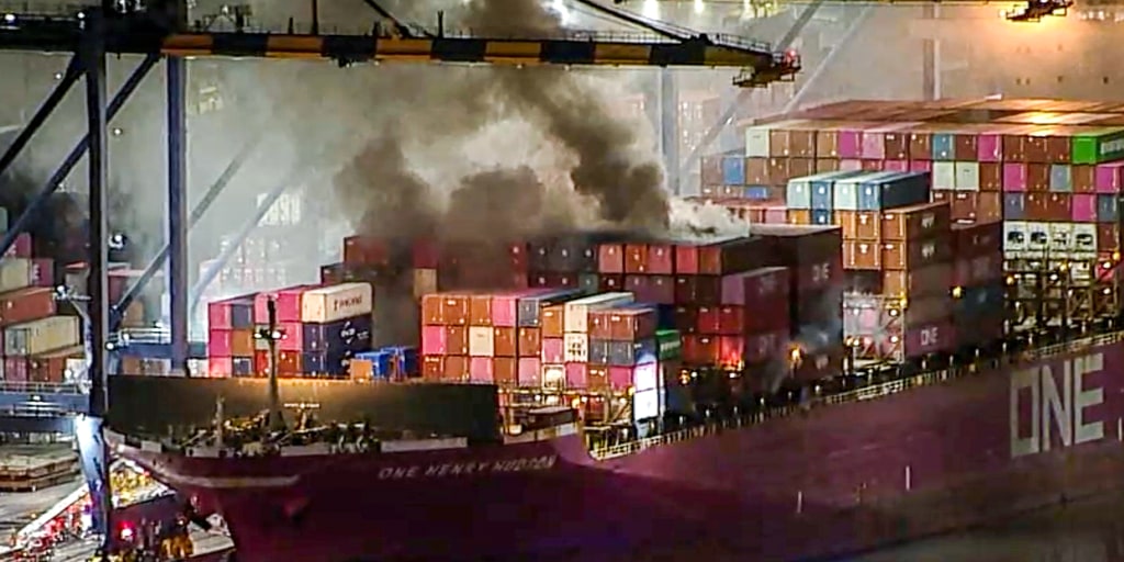 Shelter-in-place lifted after cargo ship fire at Port of Los Angeles
