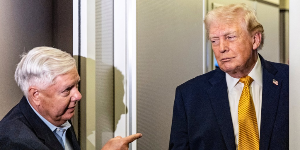 Lindsey Graham, moments before explaining that blocking a $1.2 trillion funding bill so he can carve out legal protections for himself is just what a fiercely independent Trump ally does.