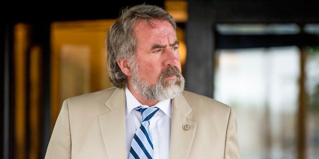 Trump at the mic, turning a congressman’s death into a reminder that the real tragedy is losing another 100% loyalty vote.