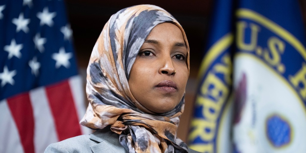 Man lunges at Ilhan Omar during town hall and tries to spray her with unknown substance