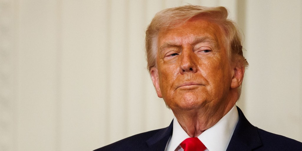 Trump, moments before explaining that public safety can be solved with a tape measure, a caliper, and a copy of Mein Kampf for Dummies.