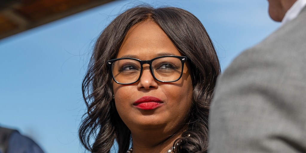Los Angeles Councilmember Nithya Raman, seen here moments before Trump decides local elections are a national security threat.