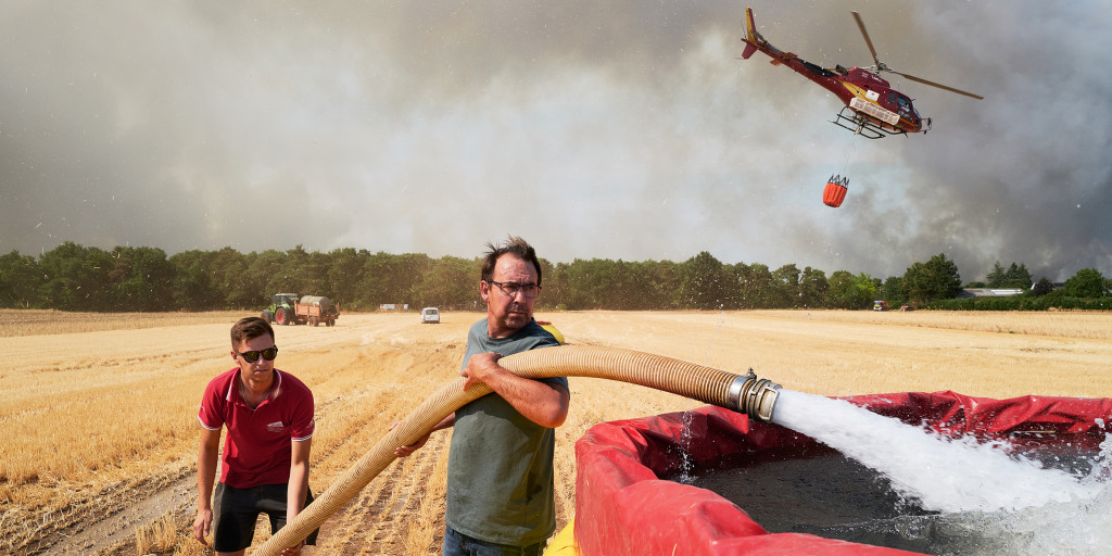 Wildfires have destroyed huge swaths of the former royal hunting reserve about 40 miles south of Paris, as firefighters battle blazes across Spain, Portugal, Gr