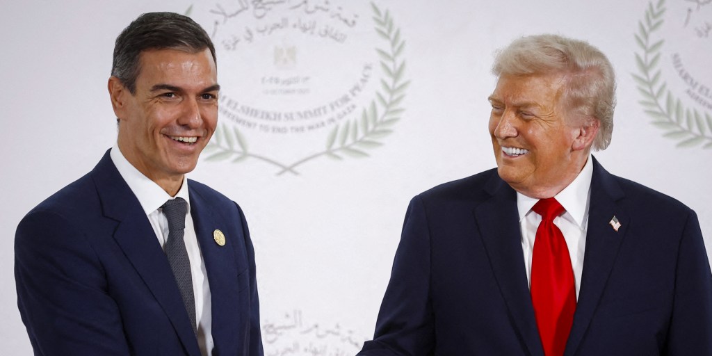 Spain’s Pedro Sanchez and President Trump are set to meet again at Sunday’s World Cup final, as strained relations between the two leaders over defense spending