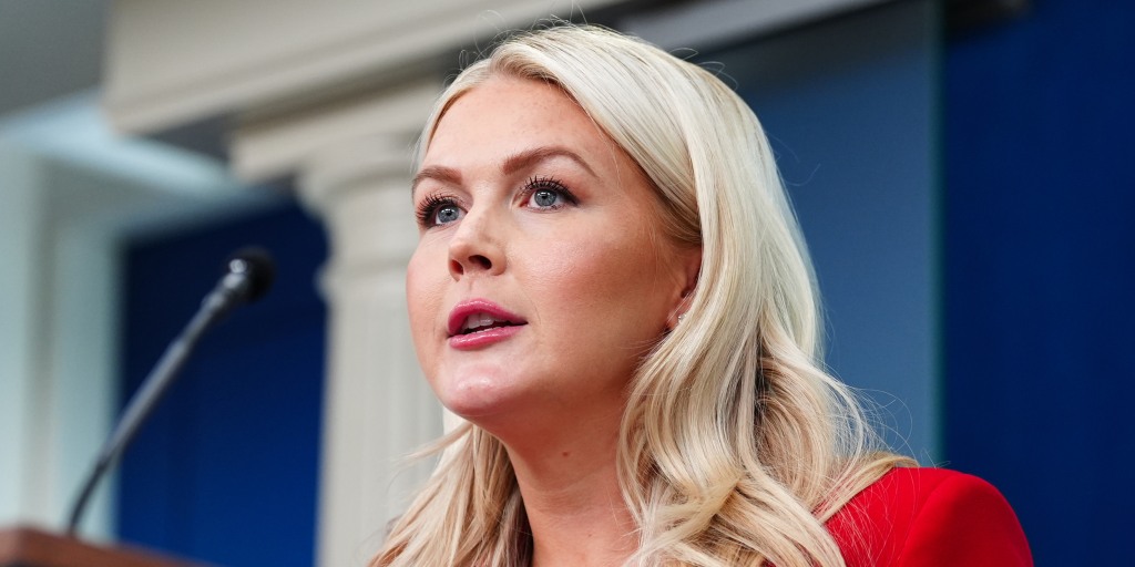 Karoline Leavitt, moments before having to explain that the president did not mean the thing he very clearly just said on camera.