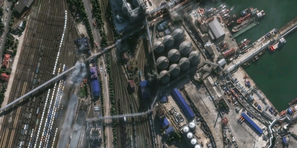 Satellite images show key port attack as Russia-Ukraine strikes threaten global food supply