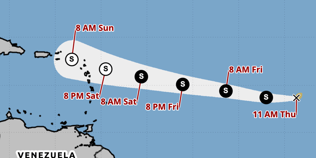 Tropical Storm Dolly forms in the Atlantic and could bring heavy rain to portions of the Caribbean