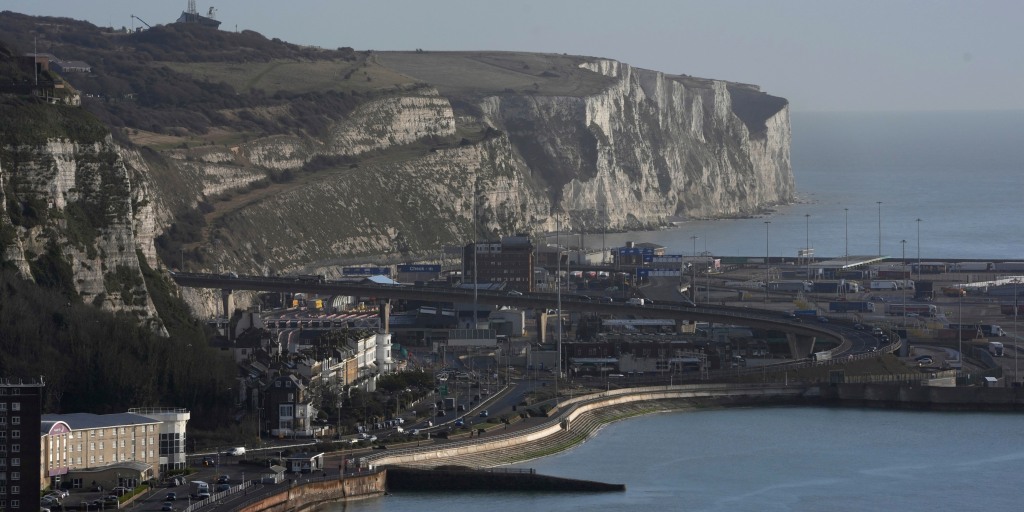 Protesters block traffic at the Port of Dover