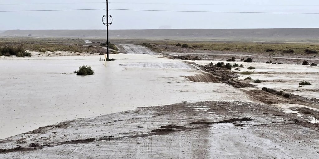 Search crews responding to a report about people being washed away near the community of Newcomb in northwestern New Mexico found the bodies of two adults and a child.