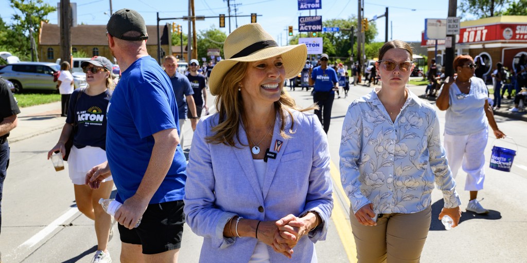 Republican Vivek Ramaswamy won Ohio’s GOP primary for governor in May with 82.4% of the vote. But Democrat Amy Acton is looking to make gains in the heavily white, Christian and rural counties where Ramaswamy underperformed.