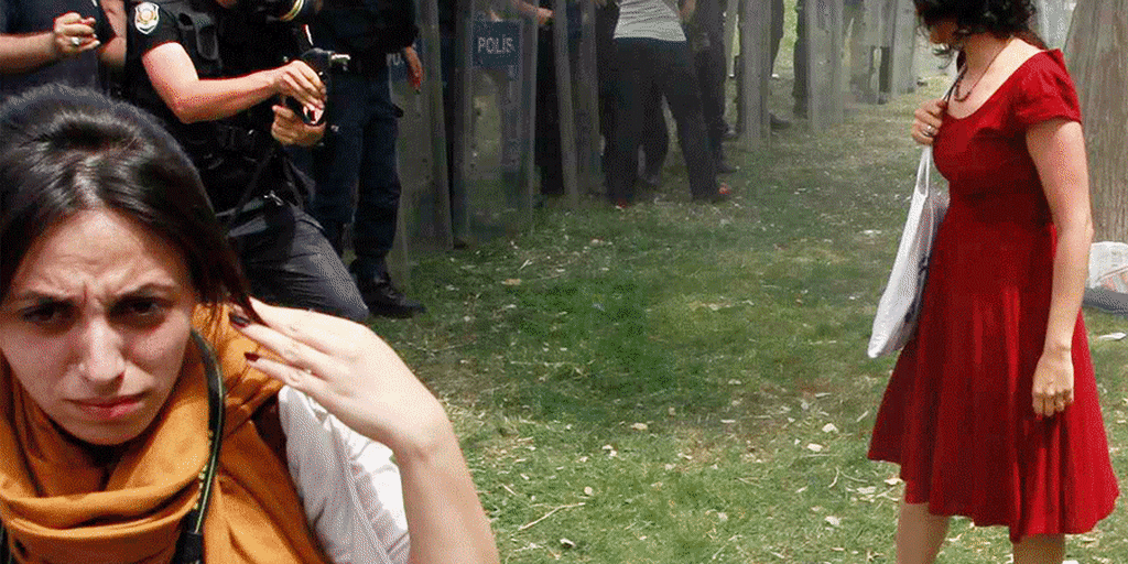 Woman in red' sprayed with teargas becomes symbol of Turkey protests Woman in red' sprayed with teargas becomes symbol of Turkey protests