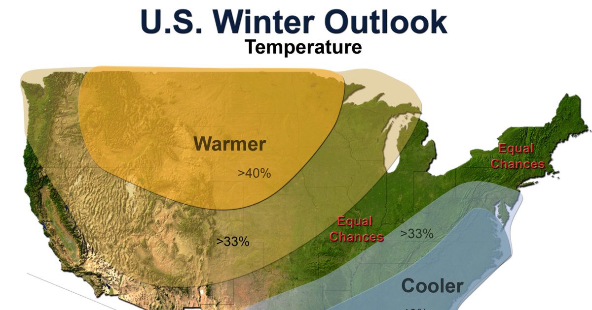 Winter forecast Warmer north, cooler south