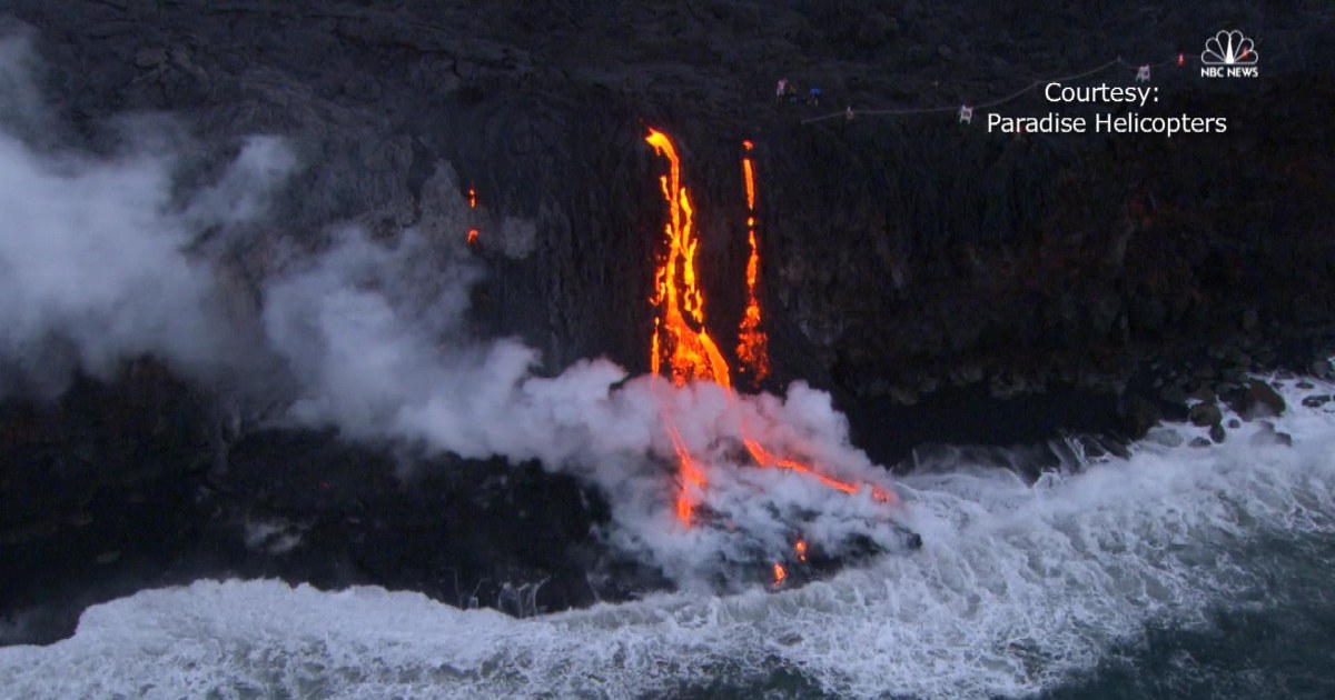 as Lava Oozes into the Ocean after Hawaiian Volcano Erupts