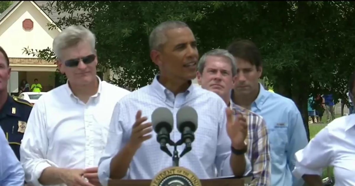 President Obama Surveys Devastation in Flood-Ravaged Louisiana