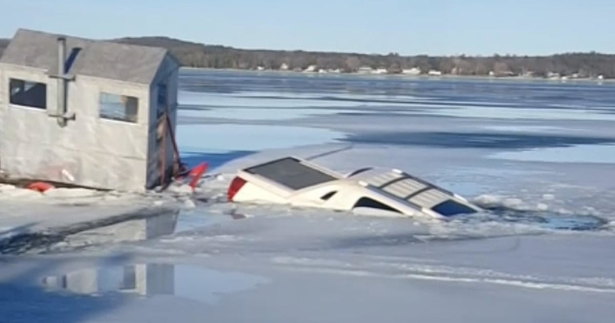 One driver accidentally drove over some thin ice near Sturgeon Bay, Wiscons...