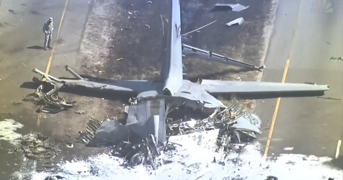 C130 crash wreckage shown in aerial video