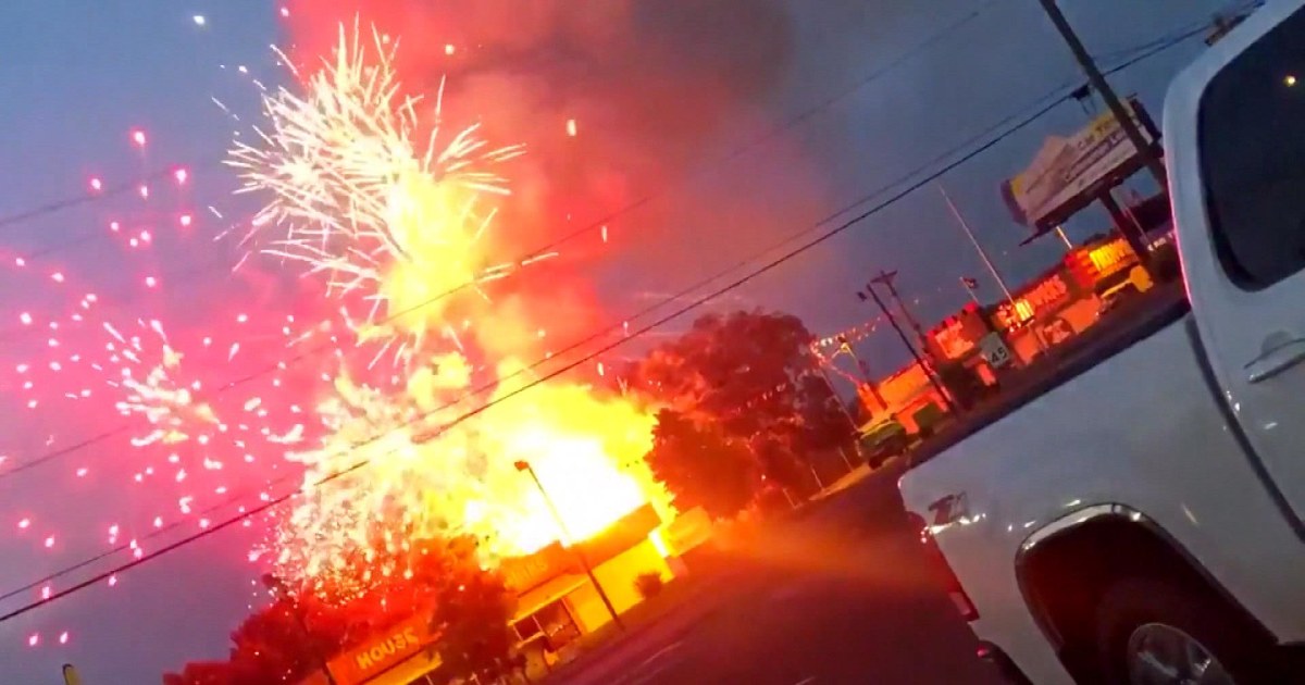 Accidental fireworks display caused by fire at fireworks store in South