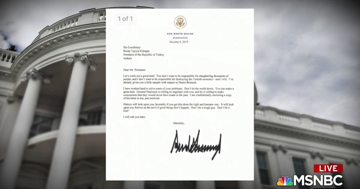 This letter Trump sent to Erdogan is 'so weird we had to check with the White House to make sure it's real'