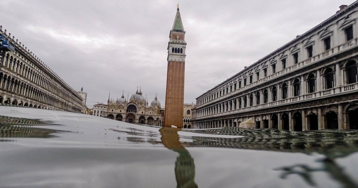 St. Mark’s Square, Venice, flooded at high tide