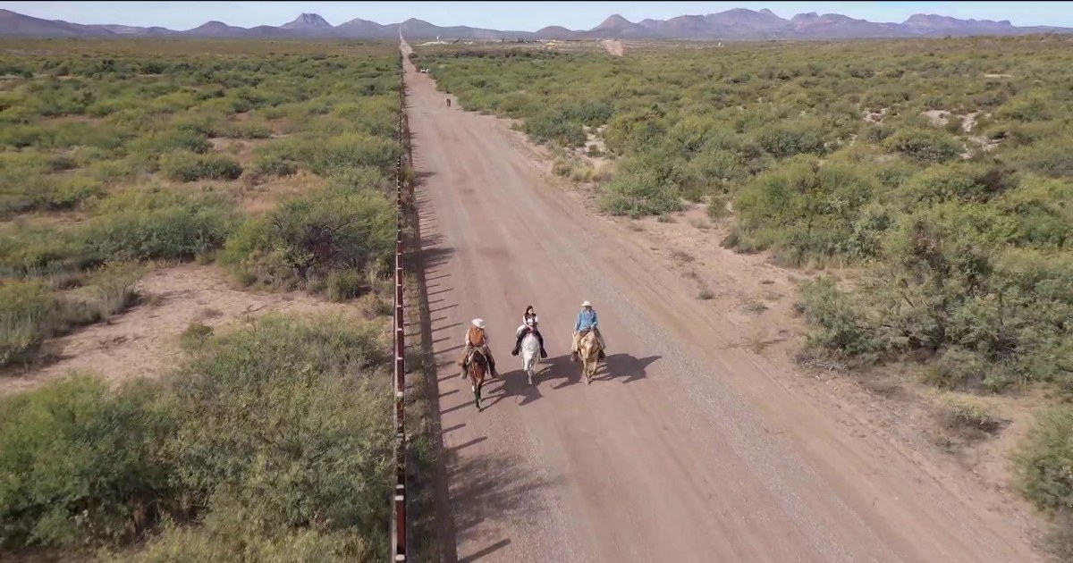 A closeup look at the border wall construction