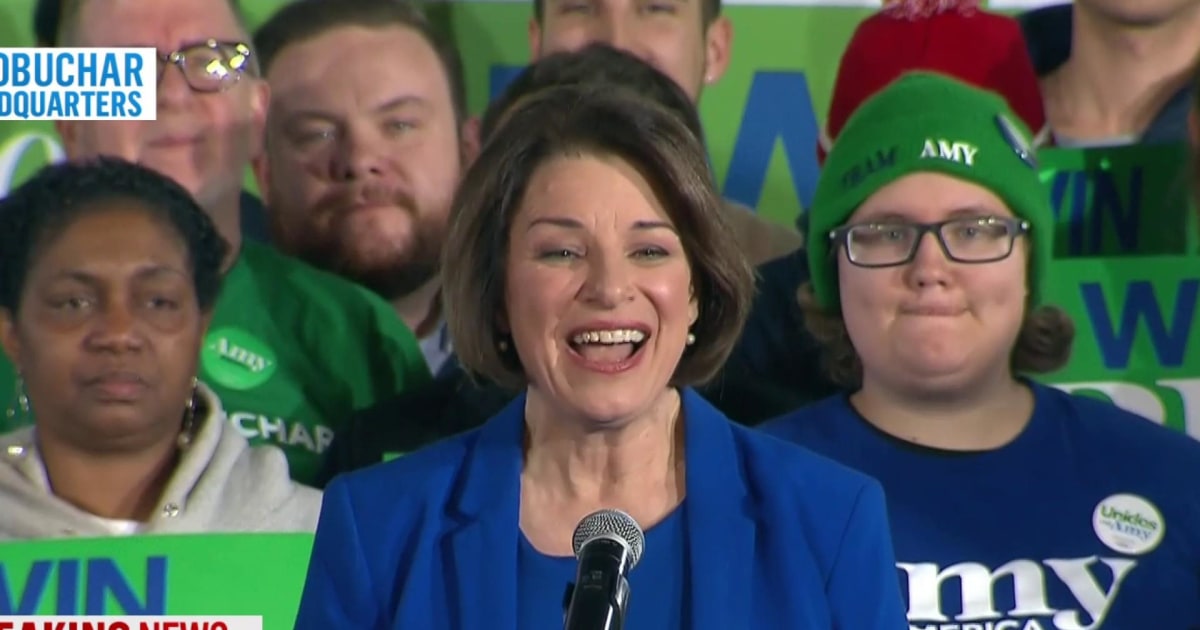 Amy Klobuchar, headed for third place in New Hampshire, touts support of moderates, independents