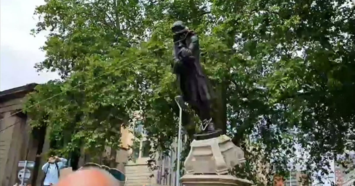 British slave trader Edward Colston statue torn down during a Black Lives Matter protest in Bristol