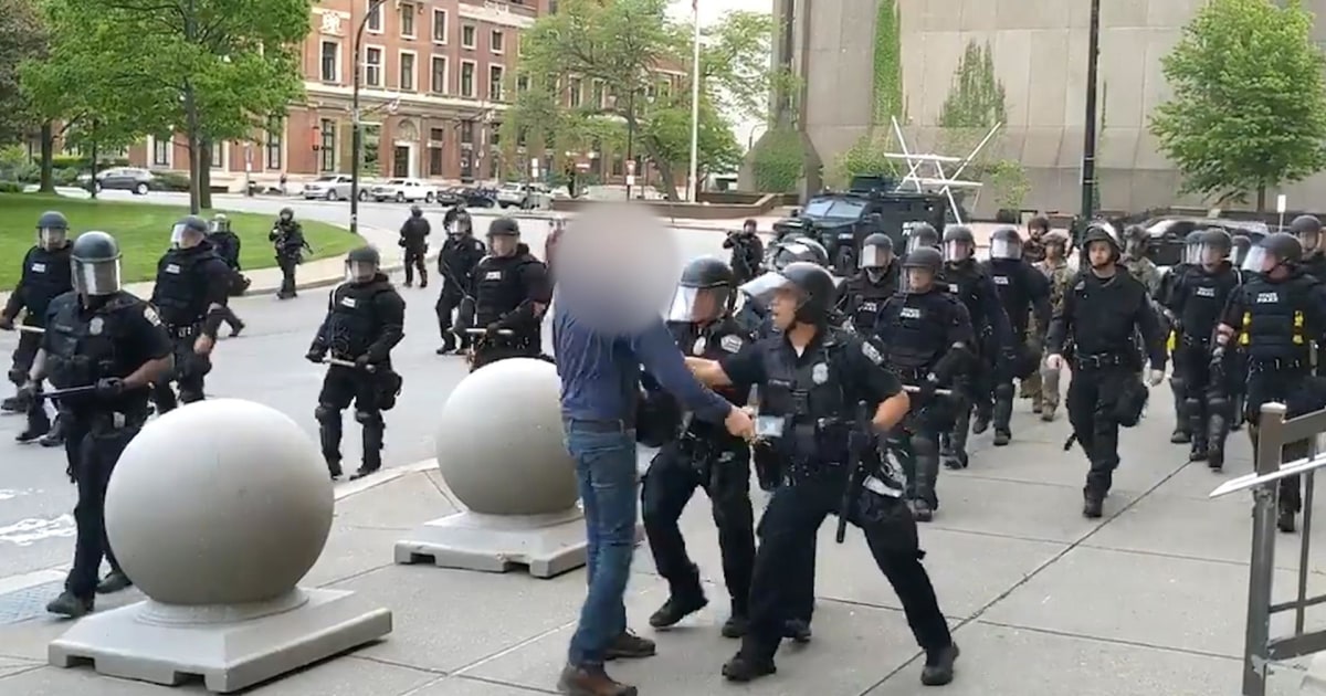 Video shows Buffalo police shoving man during protest